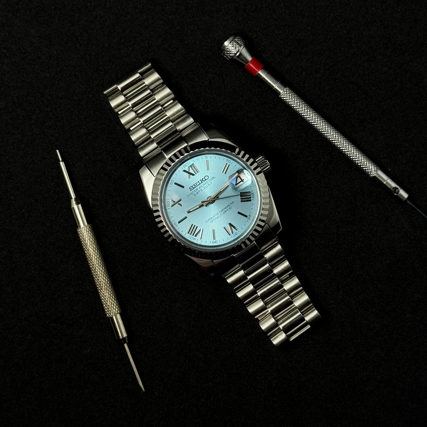 SEIKOJUST ICE BLUE ROMAN - NH35 AUTOMATIC WATCH