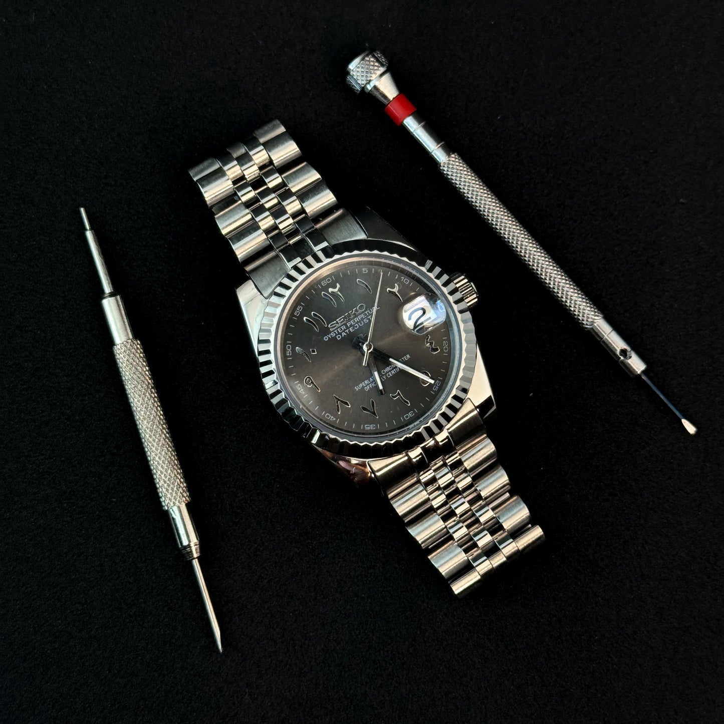 SEIKOJUST GREY ARABIC - NH35 AUTOMATIC WATCH